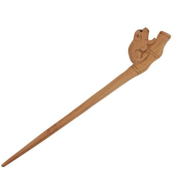 CrystalMood Handmade Carved Peachwood Chinese Zodiac Hair Stick 12 Pig